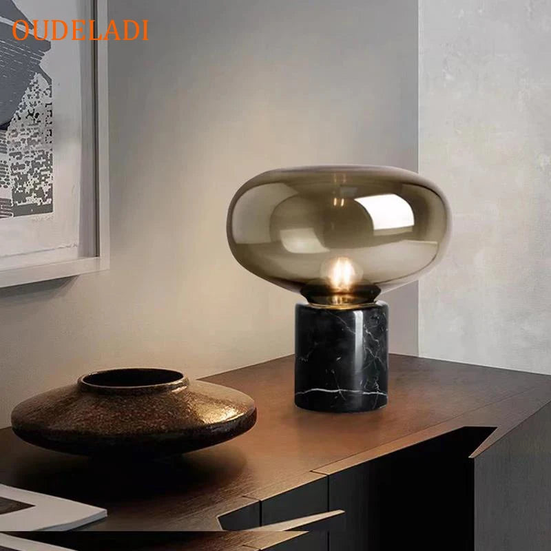 Postmodern Marble Glass Table Lamp Bedroom Decoration Beside Lamp Luxury Black Table Lamps for Living Room Study Desk Lamp